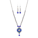 Urthn Rhodium Plated Gems Stone Necklace Set - 1111315B