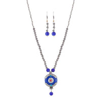 Urthn Rhodium Plated Gems Stone Necklace Set - 1111315B