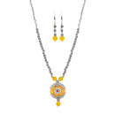 Urthn Gems Stone Rhodium Plated Necklace Set - 1111315D