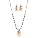 Urthn Rhodium Plated Brown Gems Stone Necklace Set - 1111316B