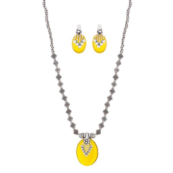 Urthn Gems Stone Rhodium Plated Necklace Set - 1111316D