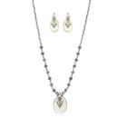 Urthn Green Gems Stone Rhodium Plated Necklace Set - 1111316F
