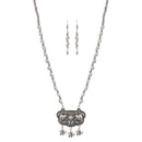 Urthn Rhodium Plated Elephant Design Necklace Set - 1111317