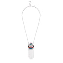 Urthn Multicolor Stone Silver Plated Statement Necklace - 1111403E