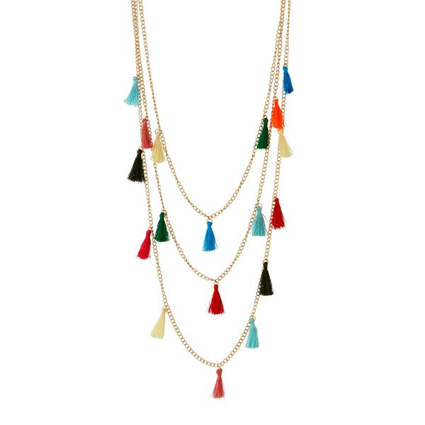 Jeweljunk Gold Plated Multicolour Thread Layer Necklace - 1111512