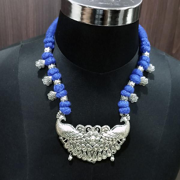 Jeweljunk Blue Dori Peacock Design Tribal Necklace Set - 1111514