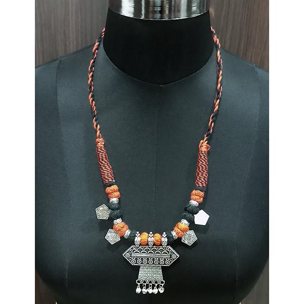 Jeweljunk Rhodium Plated Multicolor Dori Tribal Necklace Set - 1111537