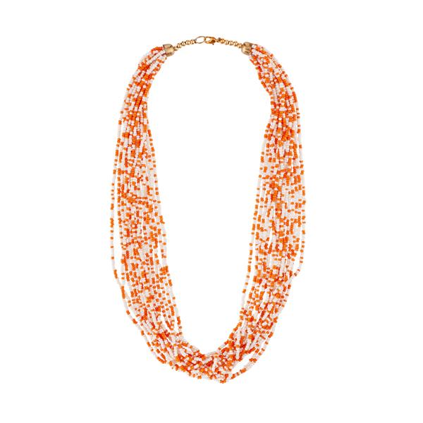 Urthn Orange Beads Zinc Alloy Statement Necklace - 1111601C
