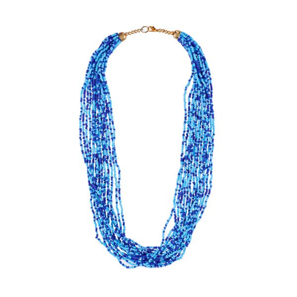 Urthn Zinc Alloy Blue Beads Statement Necklace Set - 1111601F