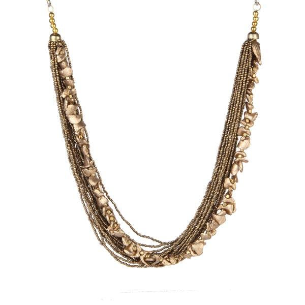 Urthn Gold Beads Statement Necklace Set - 1111604B