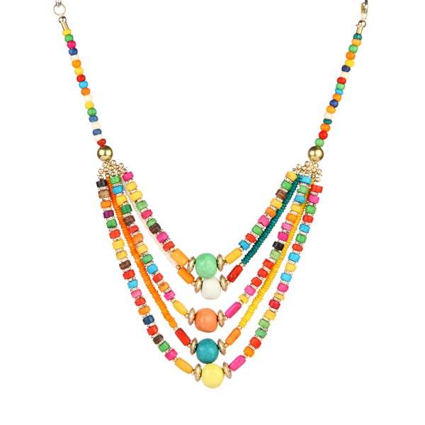 Urthn Multicolor Beads Statement Necklace Set - 1111606