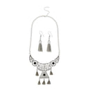 Jeweljunk Rhodium Plated Grey Thread Necklace Set - 1111701E