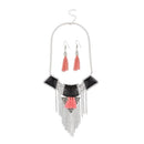 Jeweljunk Resin Stone Rhodium Plated Thread Necklace Set - 1111702E