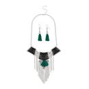 Jeweljunk Rhodium Plated Resin Stone Thread Necklace Set - 1111702F