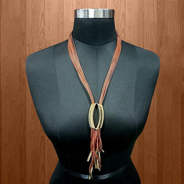 Urthn Brown Hanging Lace Statement Necklace - 1111712F
