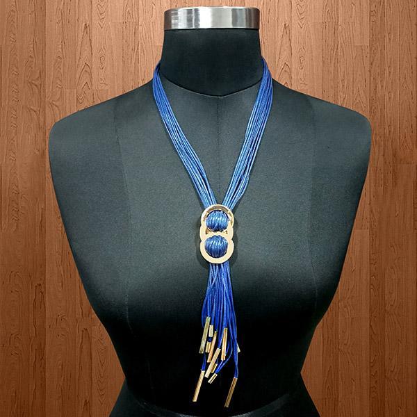 Urthn Blue Hanging Lace Statement Necklace - 1111714C