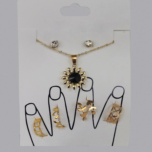 Urthn Gold Plated Pendant Set With Ring Combo - 1111909