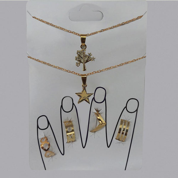 Urthn Gold Plated Pendant Set With Ring Combo - 1111910