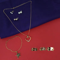 Urthn Gold Plated Pendant Set With Ring Combo - 1111911