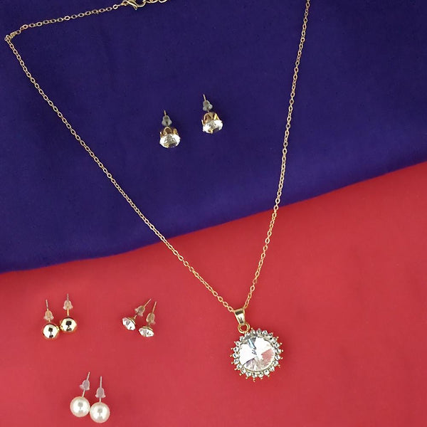 Urthn Gold Plated Assorted Pendant Set With Earrings Combo - 1111913