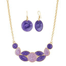 Urthn Purple Gold Plated Enamel Necklace Set - 1112102D