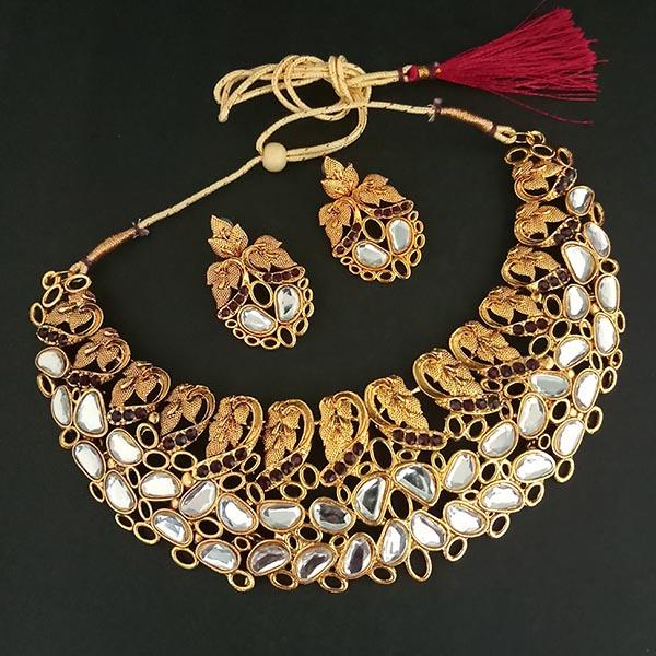 Midas Touch Gold Plated Kundan Necklace Set - 1112209