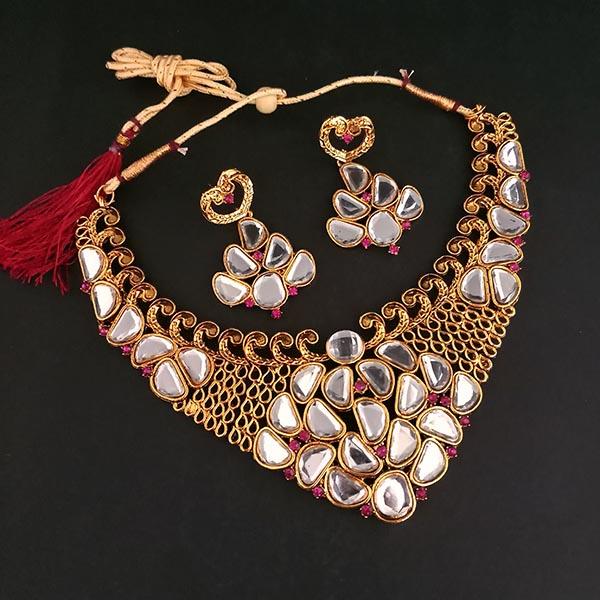 Midas Touch Gold Plated Kundan Austrian Stone Necklace Set - 1112210