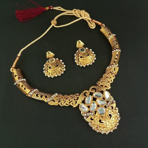 Midas Touch Gold Plated Kundan Austrian Stone Necklace Set