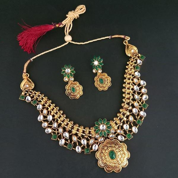 Midas Touch Gold Plated Kundan Necklace Set - 1112214