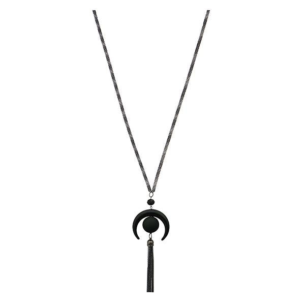 Urthn Black Oxidised Plated Statement Necklace - 1112511