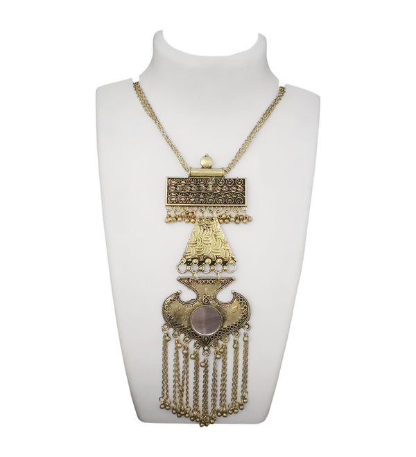 Jeweljunk Antique Gold Plated Statement Necklace - 1112615B