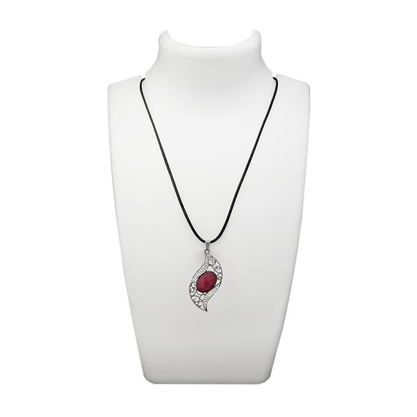 Urthn Pink Turquoise Stone Silver Plated Pendant - 1112706A