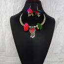Jeweljunk Oxidised Plated Multicolor Pom Pom Necklace Set  - 1112802B