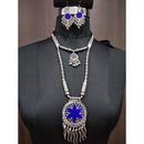 Jeweljunk Blue Beads 2 Layer Navratri Necklace Set - 1112819D