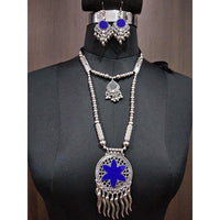 Jeweljunk Blue Beads 2 Layer Navratri Necklace Set - 1112819D