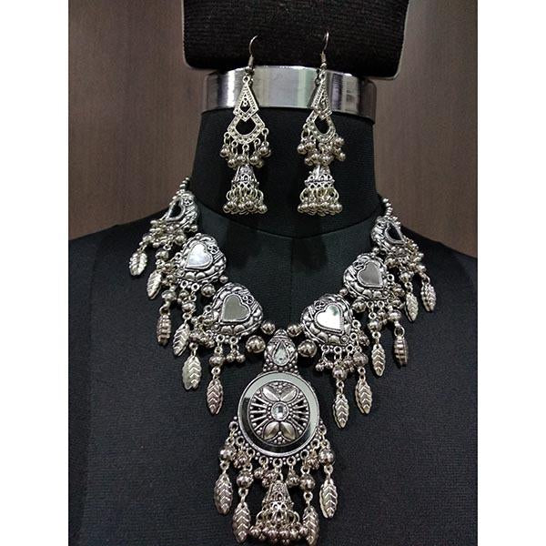 Jeweljunk Heart Design Mirror Navratri Necklace Set - 1112832