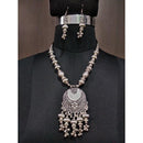 Jeweljunk Glass Rhodium Plated Navratri Necklace Set - 1112839