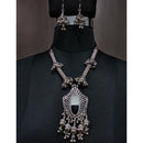 Jeweljunk Beads Drop Rhodium Plated Navratri Necklace Set - 1112840