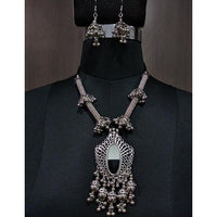 Jeweljunk Beads Drop Rhodium Plated Navratri Necklace Set - 1112840