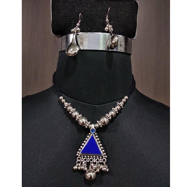 Jeweljunk Blue Beads Navratri Necklace Set - 1112855C