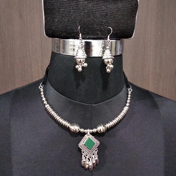 Jeweljunk Rhodium Plated Navratri Necklace Set - 1112858A