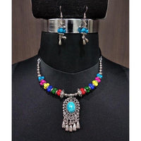 Jeweljunk Multicolor Beads Navratri Necklace Set - 1112859A