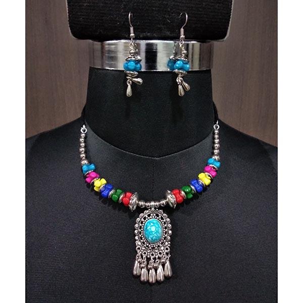 Jeweljunk Multicolor Beads Navratri Necklace Set - 1112859A