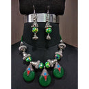 Jeweljunk Green Beads Navratri Necklace Set - 1112860D