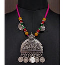 Jeweljunk Multicolor Beads Rhodium Plated Navratri Necklace Set - 1112861B