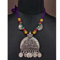 Jeweljunk Beads Rhodium Plated Navratri Special Necklace Set - 1112861E