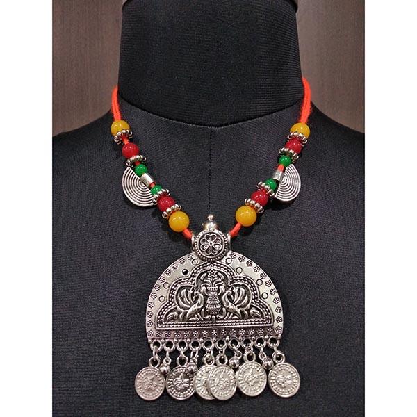 Jeweljunk Beads Rhodium Plated Navratri Special Necklace Set - 1112861F