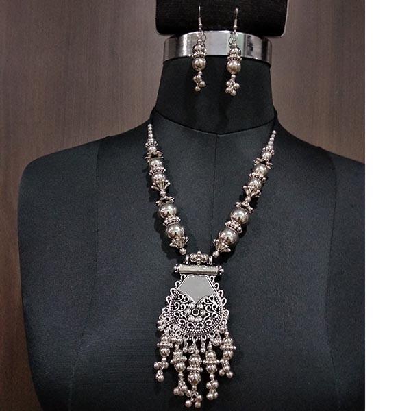 Jeweljunk Rhodium Plated Navratri Special Necklace Set - 1112876