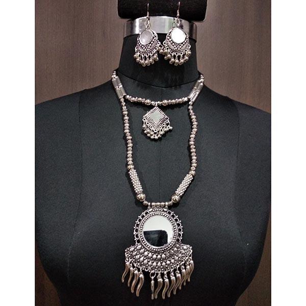 Jeweljunk Rhodium Plated Navratri Special Necklace Set - 1112884