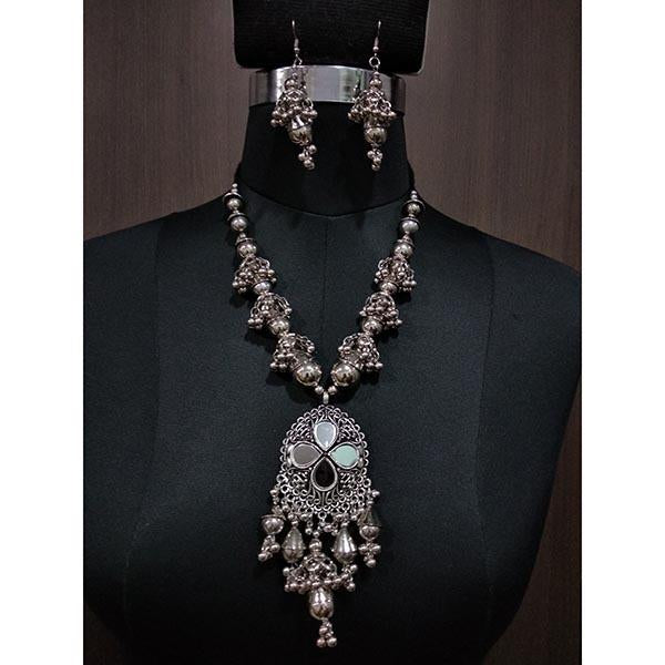 Jeweljunk Rhodium Plated Navratri Special Necklace Set - 1112885